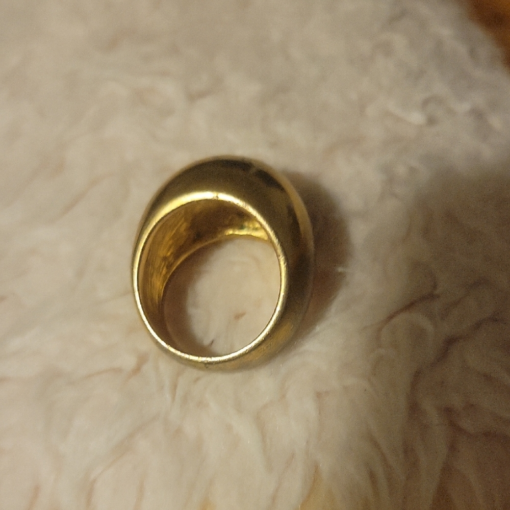 Heavy 14kt Gold Plated 80's Dome Statement Ring Fashion Jewelry Visible Patina